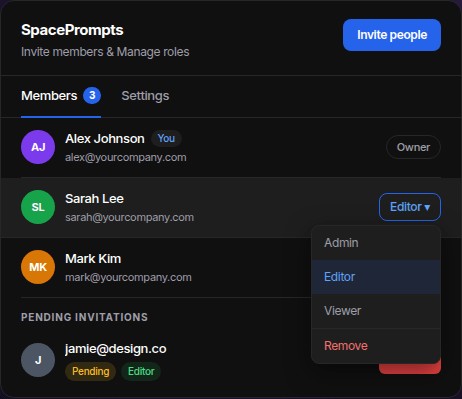 SpacePrompts member list