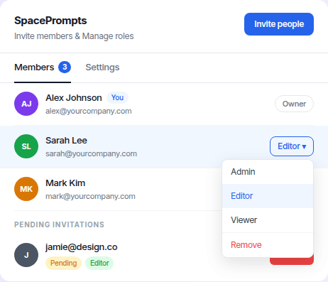 SpacePrompts member list