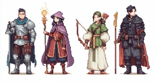 10 AI prompts for retro RPG character sprites in 16-bit pixel art style
