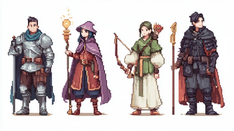 10 AI prompts for generating retro RPG character sprites in 16-bit pixel art style
